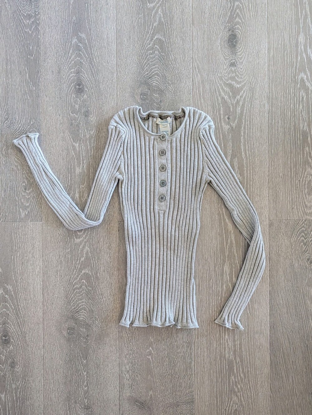 Sundance Women’s Stretchy Ribbed Gray Long Sleeve Shirt - XS